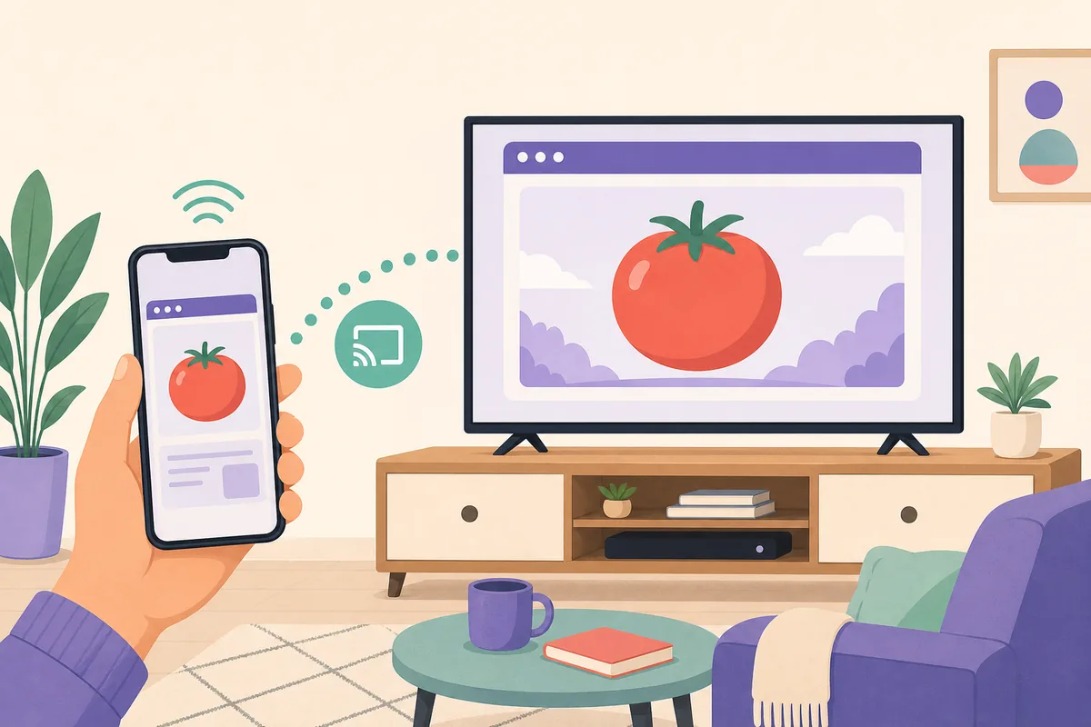 Editorial illustration of a phone, television, browser, and casting route for watching anime