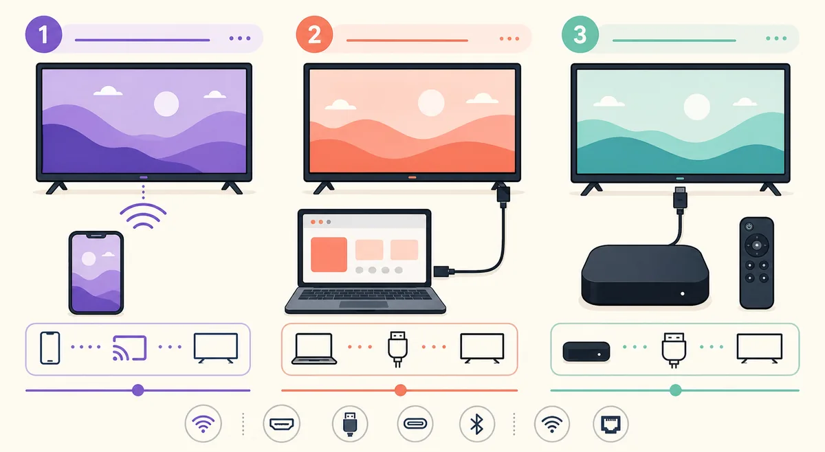 Editorial comparison of browser, phone casting, Android TV, and Fire TV viewing routes